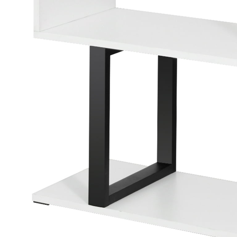 DEXTRUS S-Shaped 5-Tier Bookshelf, Wooden Geometric Z-Shelf