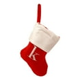 thumbnail image 2 of Mini Monogrammed Christmas Stocking (8 in) Red Plush White Cuff Miniature Stocking Decoration Holiday Decor (K), 2 of 3
