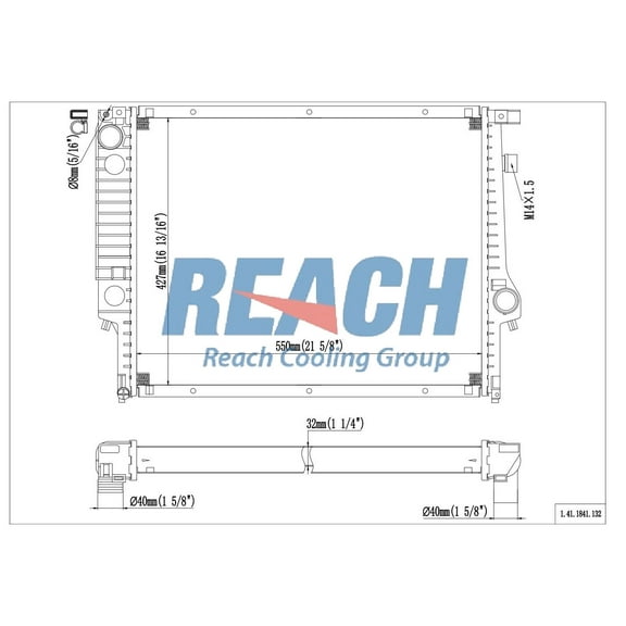 REACH 41-1841 Radiator for 3-Series 88-99, Automotive Radiator Replacement Part