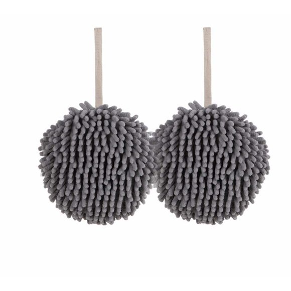 UltraSoft Chenille Hand Towels - Decorative Hanging Fuzzy Towels, Thick Absorbent Drying Cloth for Home Kitchen & Bathroom, Grey