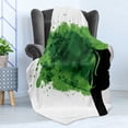 thumbnail image 4 of Hair Salon Soft Flannel Fleece Throw Blanket, Silhouette of a Young Lady with Tree Bushes Watercolor Hair, Cozy Plush for Indoor and Outdoor Use, 50" x 60", Fern Green Lime Green, by Ambesonne, 4 of 5