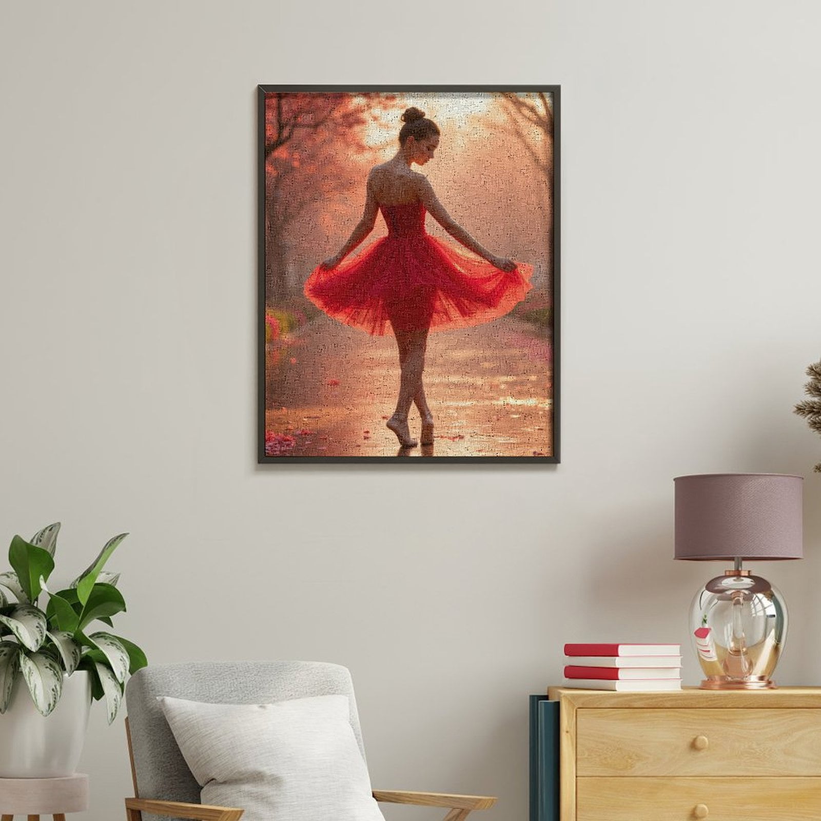 Paint by Numbers Kit for Adults, Sunset Ballet Red Dress Dancer Paint by Numbers, Easy Paint by Numbers Kit for Adults Beginner, DIY Adult Paint by Number Kits on Canvas, Home Decor