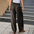 thumbnail image 5 of Jalioing Women's Wide Leg Lounge Trousers Elastic High Waist Loose Pants Summer Casual Long Slacks with Pocket, 5 of 7