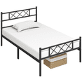 thumbnail image 2 of Yaheetech Black Metal Platform Twin Bed with X Design Headboard and Footboard, 2 of 9