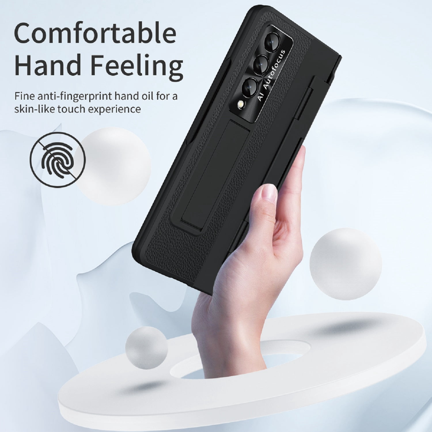 Dteck for Samsung Galaxy Z Fold 4 Case with Screen Protector, Hinge Protection Case Full Body with Built in Screen Protector PC Protective Phone Case with Kickstand for Samsung Galaxy Z Fold4 5G,Black