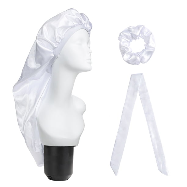 Sombrero De Banda Ancha + Cuerda Para El Cabello + Juego De Bandas Para El Cabello Para Mujeres Sombrero De Tubo Largo Sombrero De Pelo Trenzado Sucio Gorros Para Dormir 3 Uds Serendint AP007045-04
