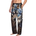 thumbnail image 6 of Salouo Vintage Blue Floral Wolf Print Pajama Pants for Men, Lounge Pants Elastic Waistband Casual Men's sleepwear Loungewear Sleep Pajama Pant -XX-Large, 6 of 7