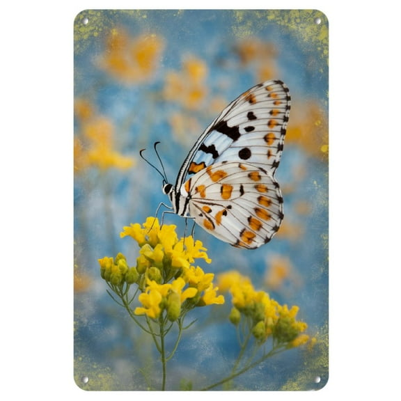 Shadudu Metal Tin Signs Butterfly Theme Vintage Decorative Wall Paintings 8x12 Inch Tinplate 1pcs