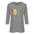 thumbnail image 3 of Uootdi Hauts pour Femmes Manches 3/4 Col Rond Imprimé Arc-en-Ciel Rétro 1976 Coupe Décontractée T-Shirts Nostalgiques d'Été Cadeau, 3 of 4