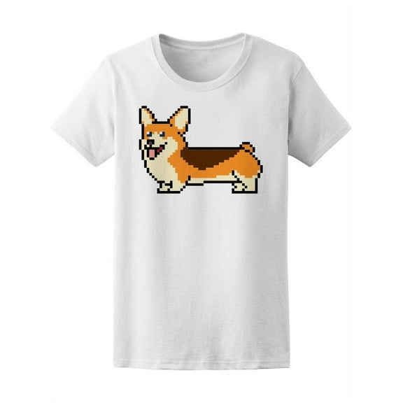 Pixel Art Corgi Dog T-Shirt Women -Image by Shutterstock, Female Medium