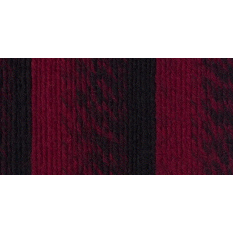 2 Pack Lion Brand Yarn 826-205 Scarfie Yarn Cranberry Black Wool Acrylic  Blend