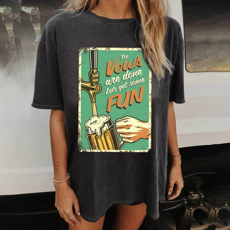 

TIANEK Vintage Funny Oktoberfest Print Pattern Drop Sleeves Summer Short Sleeve Short Sleeve Scrub Tops Women Clearance