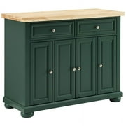 Pemberly Row Transitional Wood Kitchen Island Cart in Emerald Green