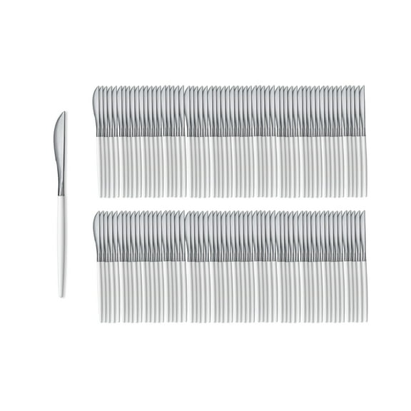 Crown Display 120 Pack Two Toned Heavy Duty Plastic Silverware Knife - White and Silver
