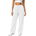 thumbnail image 2 of ZHYou No Boundarie Cuffed Sweatpants for Women Full Elastic Drawstring Waist Loose Soft Casual Jogger Pants with Pockets,White,Size 2XL, 2 of 6