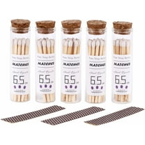 2.55"/6.5cm White matches Included with Match Holder (5 Count), 5 Pcs matches Bottles with Candle Matches in a Jar, Long Fireplace for Grill Fireplace BBQ, Long Wooden Matchsticks for Custimize Event