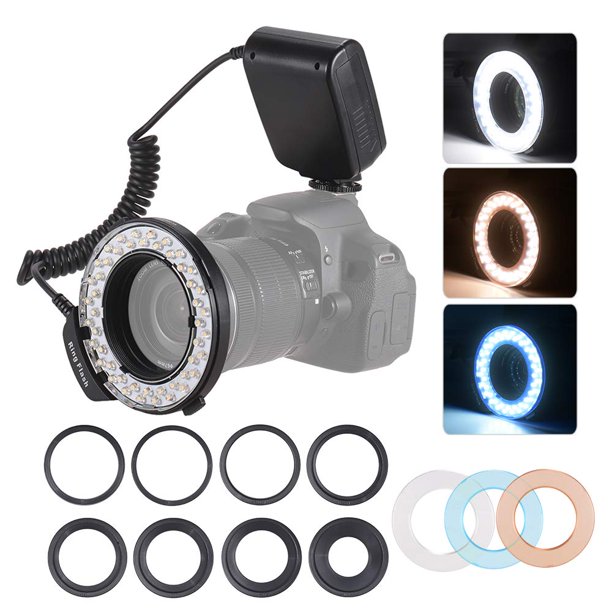 Flash anular LED macro Andoer HD-130 con control de potencia LCD
