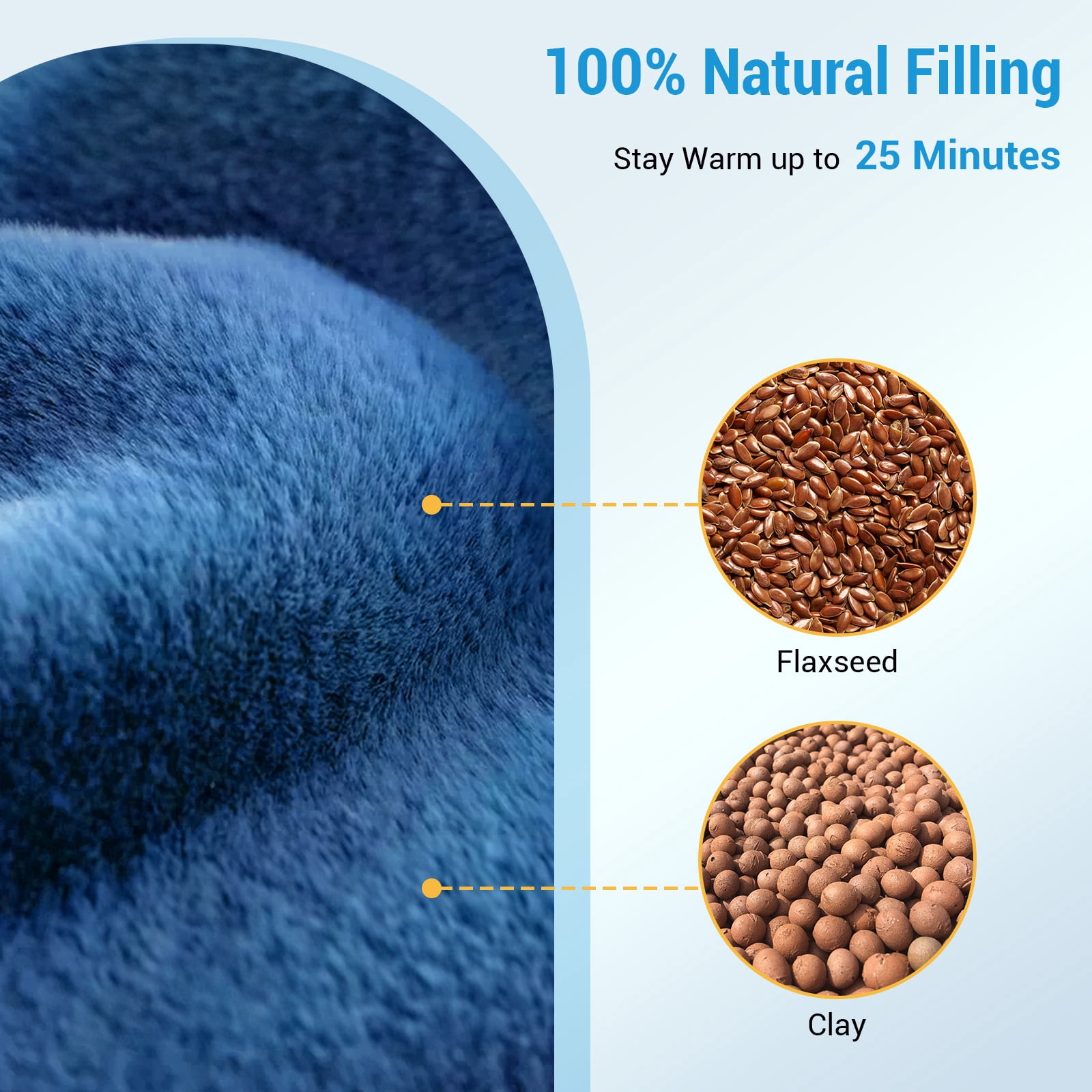 Comfytemp XL Weighted Microwave Heating Pad with Flaxseed, 12"x24" Warm Compress, Blue