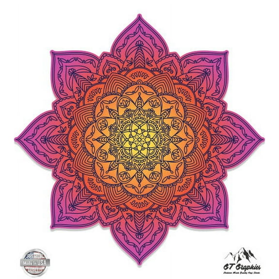 Detailed Mandala Beautiful Flower Design - 3" Vinyl Sticker - For Car Laptop I-Pad Phone Helmet Hard Hat - Waterproof Decal