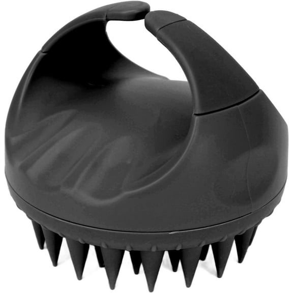 Shampoo Scrubber Brush, Portable Soft Silicone Dandruff Treatment Scalp Massager Brush Promote Hair Growth for Salon Beard (Black)