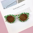 thumbnail image 4 of Cute Round Kids Sunglasses Toddler Chessboard Grid Plaid Polarized Sunglasses UV Protection Gafas Beach Holiday Glasses Shades for Baby Girls Boys Age 2-10, 4 of 7