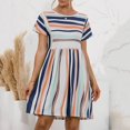 thumbnail image 3 of EIMELI Robe Décontractée pour Femmes Robe d'Été Col Rond Rayée à Boutons Mini Robe Décontractée Vêtements pour Femmes G Bleu, 3 of 9