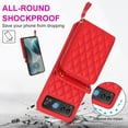 thumbnail image 3 of Allytechgroup Moto Razr 40 Wallet Case with Hand Wrist Shoulder Strap, Premium PU Leather Cards Slots Zipper Pocket Shockproof Protective Phone Case Cover for Motorola Moto Razr 40, Red, 3 of 7