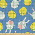 thumbnail image 2 of Ambesonne Easter Fabric by the Yard Upholstery, Chicks and Bunnies Pattern, 5 Yards, Blue Grey and Mustard, 2 of 5