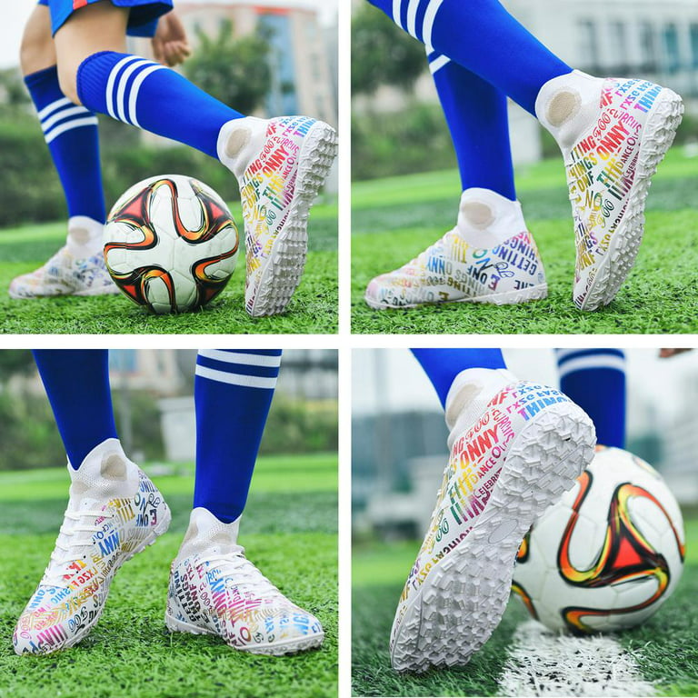 Cyiecw Soccer Cleats Mens Soccer Shoes Boys Professional High-Top Football Boots Indoor Outdoor Competition Training Shoes Comfortable Turf Football