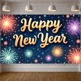 thumbnail image 1 of Balloon Design Happy New Year Banner Gift Box Glitter Decor Festive Backdrop for Holiday Party Event Celebration, 1 of 5