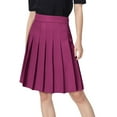 thumbnail image 4 of Women's Pleated Skirts Vintage Solid Color Knee-Length Long Skirts High Waist Casual Mid Length A-Line Skirts, 4 of 9