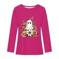 thumbnail image 3 of CLOISE Womens Halloween Tops Funny Halloween Ghost Graphic Shirts Long Sleeve Crew Neck Drop Shoulder Blouses Flowy Tunic Oversized Tees Boo Holiday Clothes Winter Gift, 3 of 3