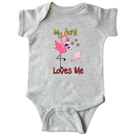 

Inktastic My Aunt Loves Me Flamingo Gift Baby Boy or Baby Girl Bodysuit