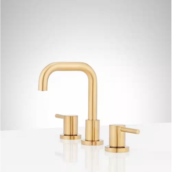 Open Box Signature Hardware 483894 Lexia 8 In. Widespread Double Handle Bathroom Faucet in Brushed Gold