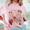 thumbnail image 3 of Strawberry Bow T-Shirt – Cute Pink Strawberry and Floral Graphic Tee, Coquette Aesthetic Gift, Sweet Summer Casual Shirt for Women and Girls, 3 of 7
