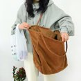 thumbnail image 2 of HERFIER Colorful Corduroy Tote Bag for Kids (Brown) - Large Capacity, 2 of 9