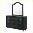 thumbnail image 3 of Dresser, 9-Drawer Traditional Glam with Velvet Tufted Fronts & Faux Crystal Knobs | Black | Wood, 3 of 5
