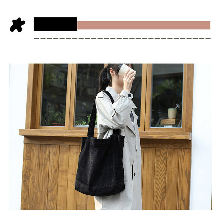 Corduroy Tote Bag For Women, Fashion Chain Shoulder Bag, Large