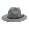 thumbnail image 2 of Dyfzdhu Windfall Men & Women Vintage Wide Brim Fedora Hat With Belt Buckle Gray, 2 of 4