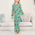 thumbnail image 3 of FORMRS Kids Pajama Set Fleece Long Sleeve Top Relaxed-Fit Pants Lounge Sleepwear, Sizes 3T-11Y, Green American Footballs, 3 of 7
