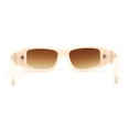 thumbnail image 4 of Mod Narrow Rectangle Plastic Thick Temple Minimal Sunglasses Ivory Brown, 4 of 4