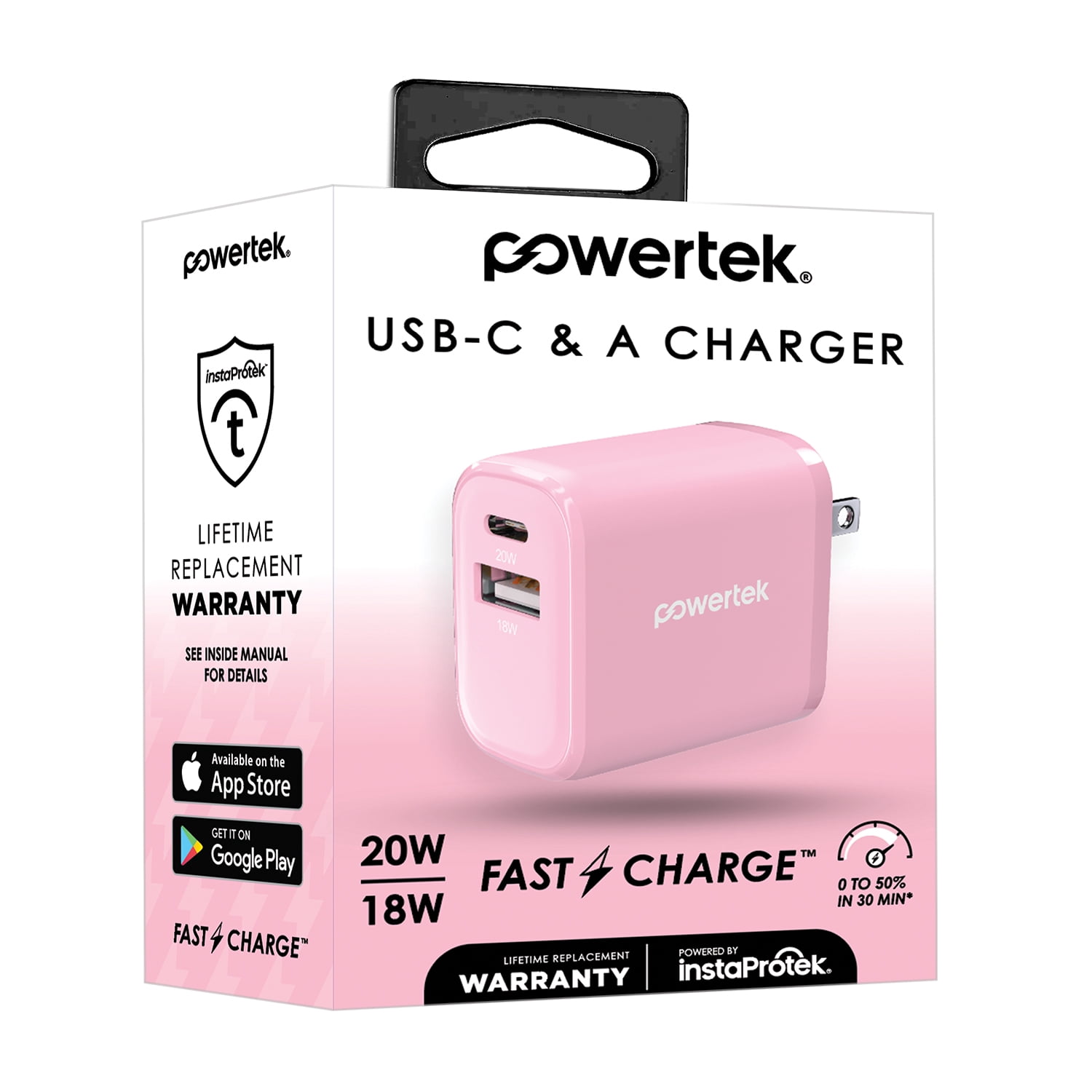 Liquipel Powertek 20W A/C Combo Wall Charger Twizzler - Pink