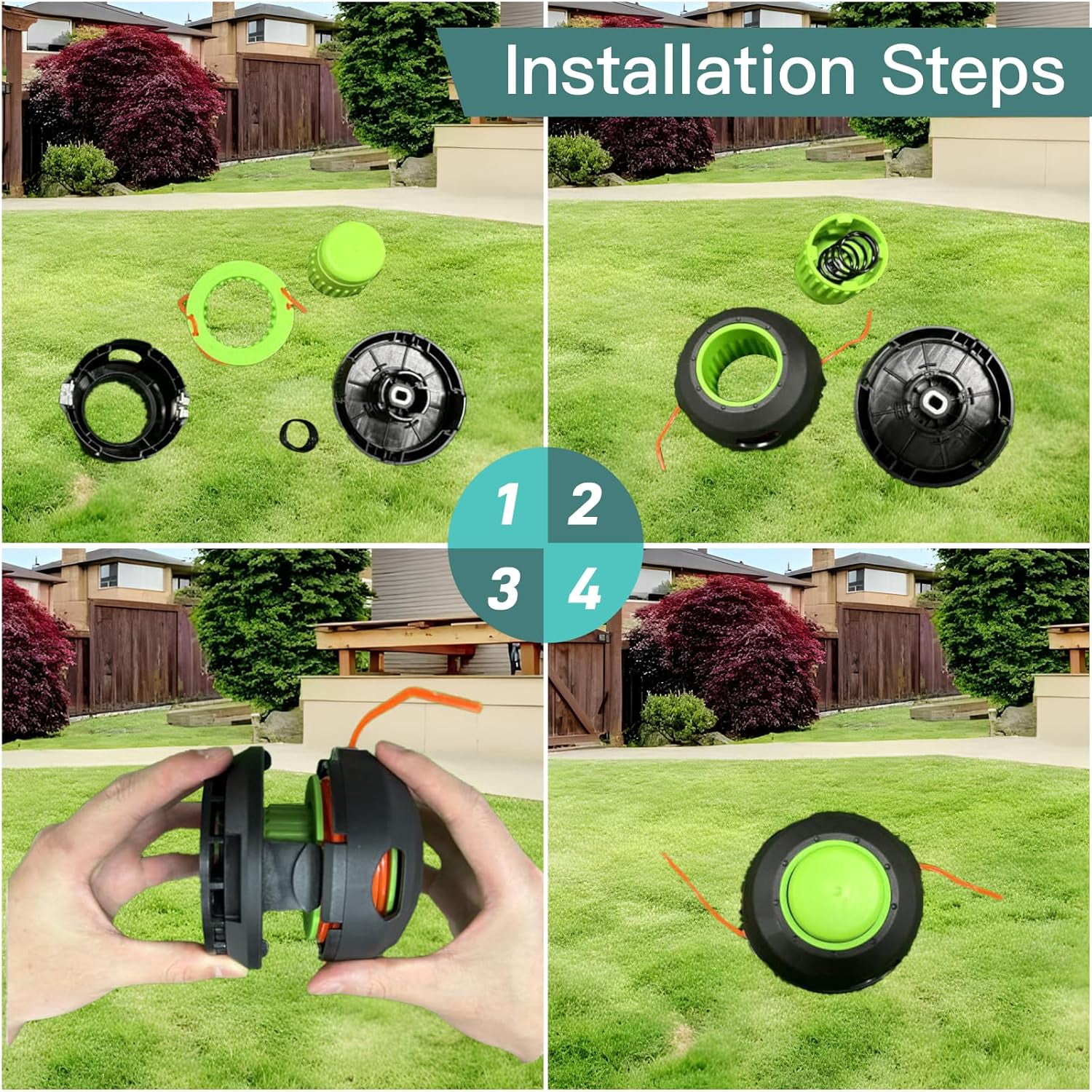 OWNTIDE AH1300 Trimmer Head for EGO Power+ 15" String Trimmers ST1500/F/S/SF/XY, Replacement Bump Head w/ Pre-Wound 0.095" Line