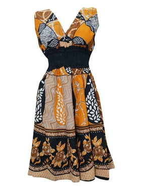 Mogul Women's Stylish Dress Printed Cotton Sexy Dresses