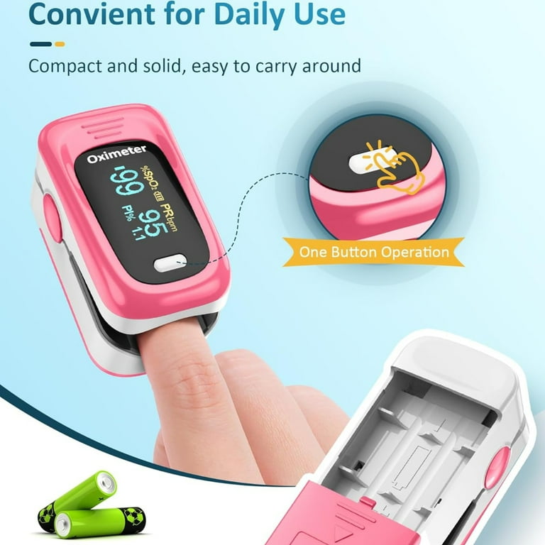 SUWU Pulse Oximeter with Fast & High-precision SpO2 Measurement, Blood Oxygen Saturation & Pulse Rate Monitoring, Rotatable OLED Screen with Large Fonts (Pink)