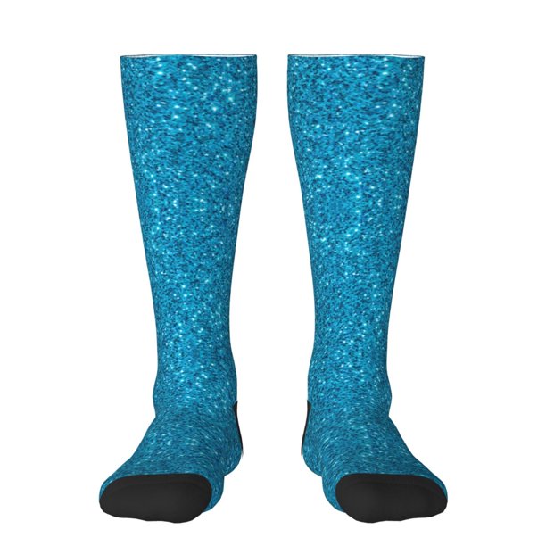 Balery Blue Glitter Calcetines novedosos Calcetines deportivos Calcetines hasta la rodilla Calcetines de algodón Calcetines originales y geniales