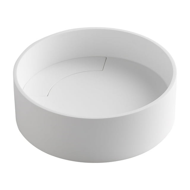 Ancona Évier de Salle de Bain en Pierre Acrylique Pure Ronde en Blanc Mat