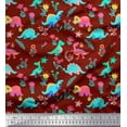 thumbnail image 1 of Soimoi Red Cotton Duck Fabric Aster Flower & Dinosaur Kids Decor Fabric Printed Yard 56 Inch Wide, 1 of 1