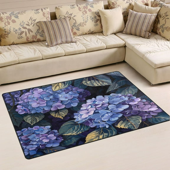 Ryvnso Hydrangeas Flowers Leaves Area Floor Mat Non-Slip Carpet Soft Rugs Doormats 31" x 20"