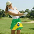thumbnail image 6 of HELLHERO Brazilian Flag Design Polyester Spandex Fabric Tennis Skirt with Built-in Shorts, 2 Side Pockets Soft Athletic Skort for Yoga Outdoor Sports Golf, 6 of 9